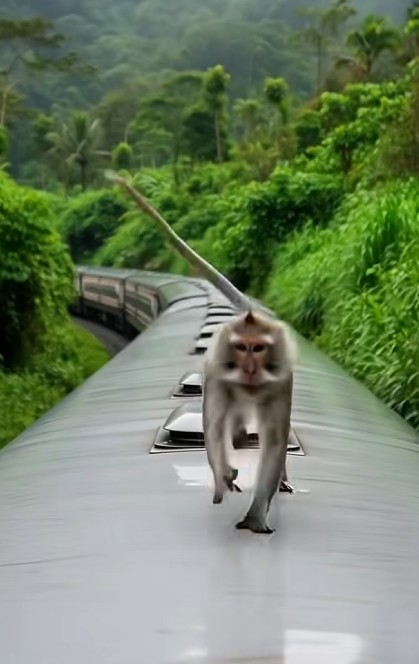 monkey save train from collapsing bridge