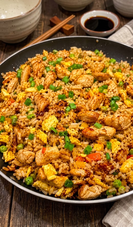 Easy Crispy Garlic Chicken Fried Rice