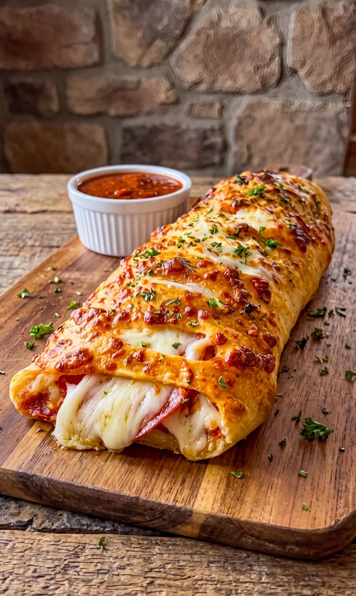 cheesy pepperoni stromboli