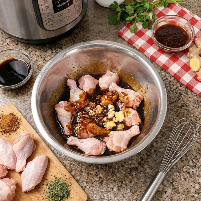 Seasoned chicken drumsticks arranged on a baking sheet before roasting