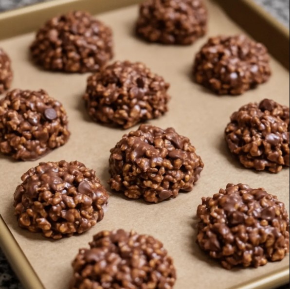 No-Bake Star Crunch Cookies made with chocolate peanut butter and crispy rice cereal