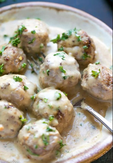 Beef meatballs seared until deeply browned with a smoky crust