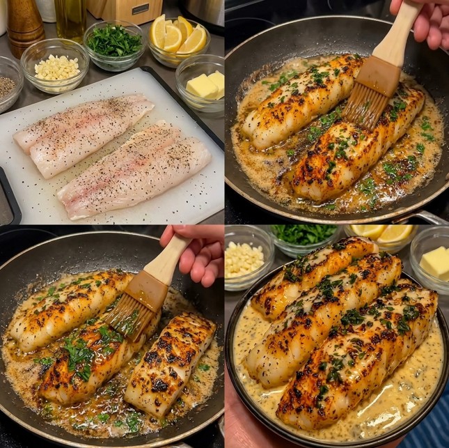 White fish fillets dried and seasoned before pan searing